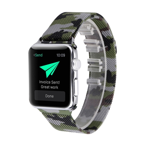 

Print Milan Steel Wrist Watch Band for Apple Watch Series 3 & 2 & 1 42mm (Camouflage Army Green)