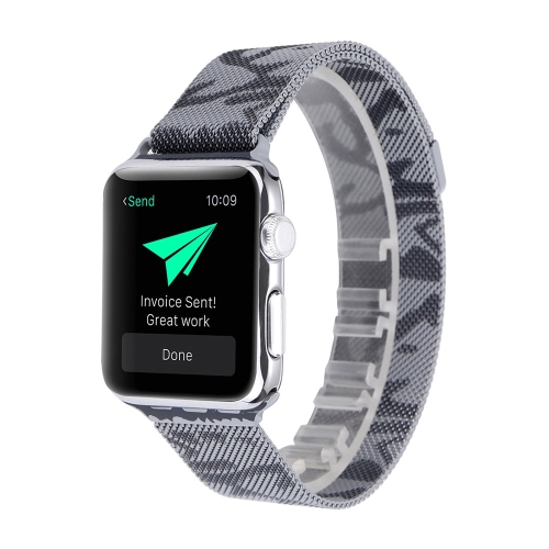 

Print Milan Steel Wrist Watch Band for Apple Watch Series 3 & 2 & 1 42mm (Camouflage Grey)