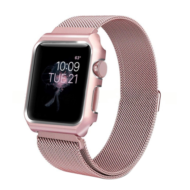 

For Apple Watch Series 3 & 2 & 1 42mm Milanese Loop Simple Fashion Metal Watch Strap (Rose Gold)
