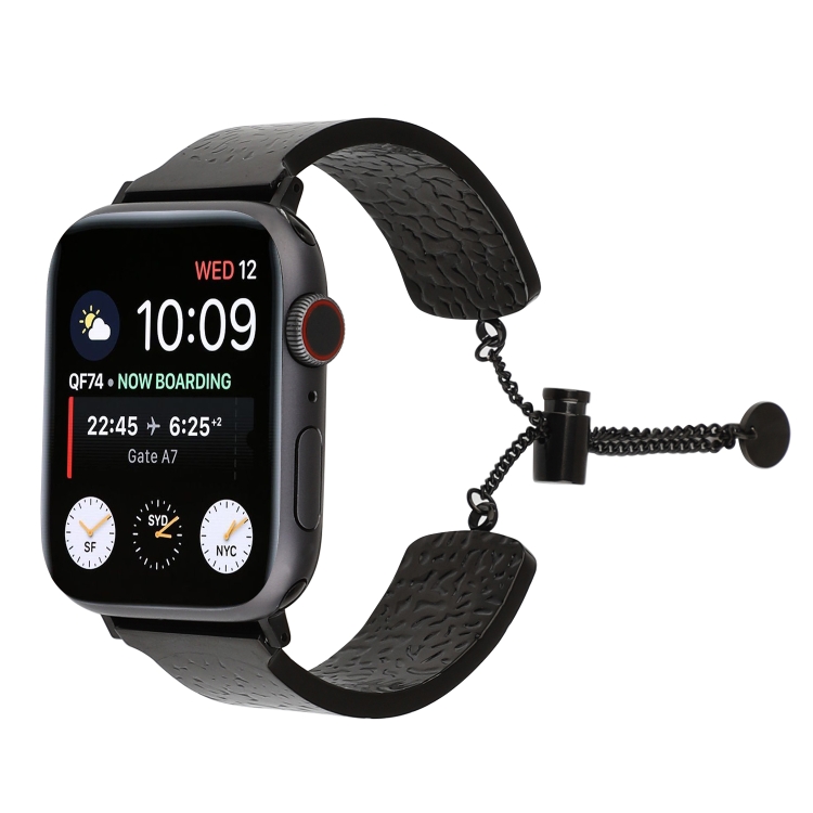 

Simple 316 Stainless Steel Embossed Bracelet Watchband for Apple Watch Series 4 44mm & Series 3 & 2 & 1 42mm(Black)