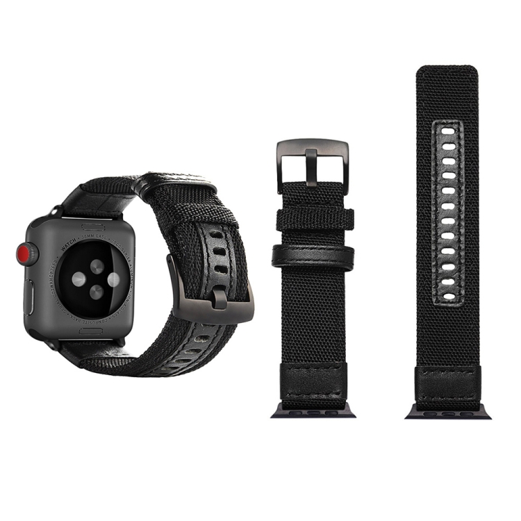 

Jeep Style Nylon Wrist Watch Band with Stainless Steel Buckle for Apple Watch Series 3 & 2 & 1 42mm(Black)