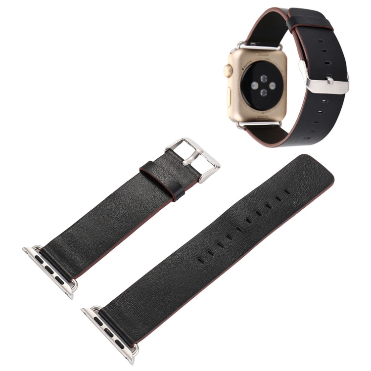 

For Apple Watch Series 3 & 2 & 1 42mm Plant Epidermis Texture PU Leather Wrist Watch Band (Black)