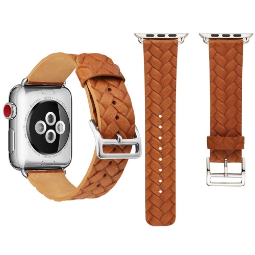 

For Apple Watch Series 3 & 2 & 1 38mm Cowhide Embossed Pattern Leather Watch Strap (Brown)