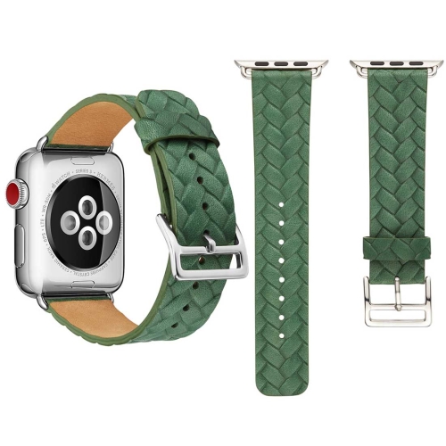 

For Apple Watch Series 3 & 2 & 1 42mm Cowhide Embossed Pattern Leather Watch Strap (Green)