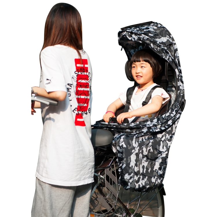 

[JPN Warehouse] Bicycle Rear-mounted Safety Seat for Children, with Reflective Tape & PVC Transparent Rain Cover, Suitable for Height: Under 1.15m(Camouflage)