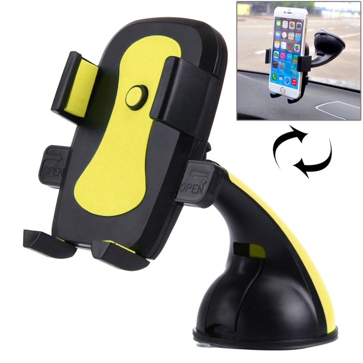 

Curved Handle Suction Cup Car Phone Navigation Holder, For iPhone, Galaxy, Huawei, Xiaomi, LG, HTC and Other Smart Phones(Yellow)