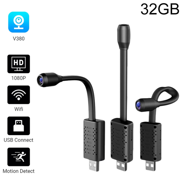 

V380 USB Wireless WiFi HD IP Camera with 32G Memory Card, Support Mobile Phone Remote Monitoring & Motion Detection / Alarm
