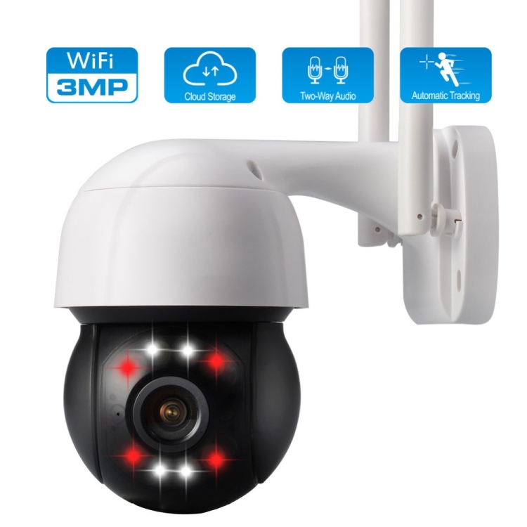 

ZS-3008 3.0MP WiFi PTZ Dome Camera Remote Control Monitor, Support Motion Detection, Infrared Night Vision, TF Card, Two-way Audio (White)