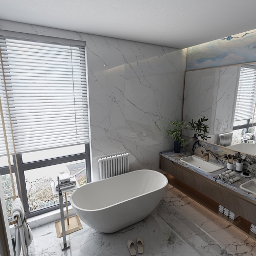 

[US Warehouse] Acrylic Alcove Oval Freestanding Soaking Bathtub, Size: 55 x 28 x 23 inch