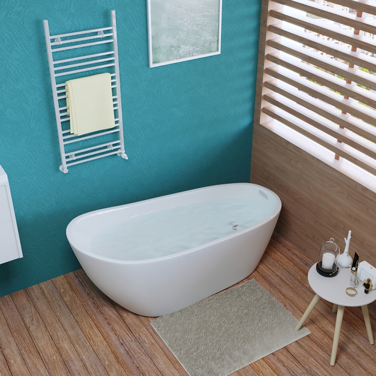 

[US Warehouse] Acrylic Alcove Boat Shape Freestanding Soaking Bathtub, Size: 55 x 28 x 28 inch