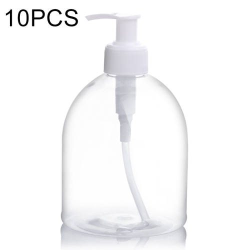 

10 PCS Empty Gel Hand Sanitizer Bottle PET Material Press Plastic Bottle White Pump Head (Transparent)