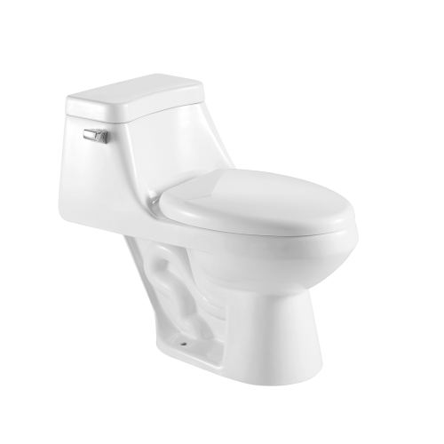 

[US Warehouse] Space Saver Single-flush Elongated One-Piece Toilet Commode with Soft Closing Seat, Size: 65 x 76 x 40cm