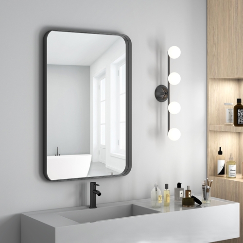 

[US Warehouse] Wall-mounted Metal Rectangles Bathroom Mirror, Size: 35.4 x 23.6 x 1.6 inch(Black)