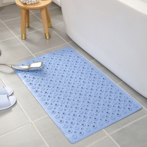 

PVC Odorless Tasteless Non-Slip Bathroom Rug Bath Inserts Shower Mat Carpet with TPR Sucker Bug, Oval Size: 39cm x 69cm (Blue)