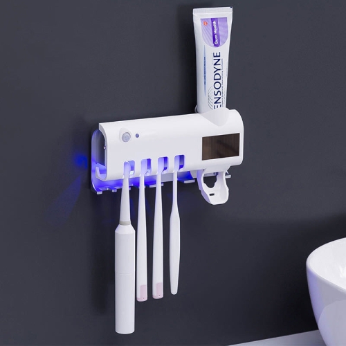 

Ultraviolet Toothbrush Sterilizer Bathroom Wall-mounted Toothbrush Holder (White)