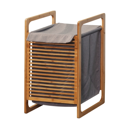 

[US Warehouse] Bathroom Laundry Basket Bamboo Storage Basket, Size: 15.74x13.78x23.82 inch