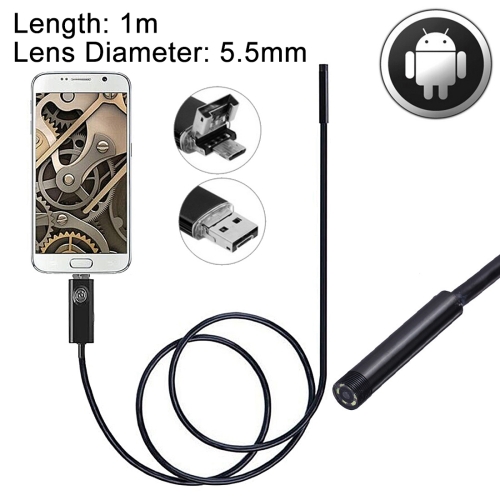 

2 in 1 Micro USB & USB Endoscope Waterproof Snake Tube Inspection Camera with 6 LED for Newest OTG Android Phone, Length: 1m, Lens Diameter: 5.5mm