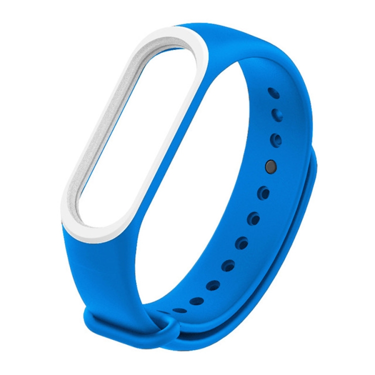 

Colorful Silicone Wrist Strap Watch Band for Xiaomi Mi Band 3 & 4 (Blue+White)