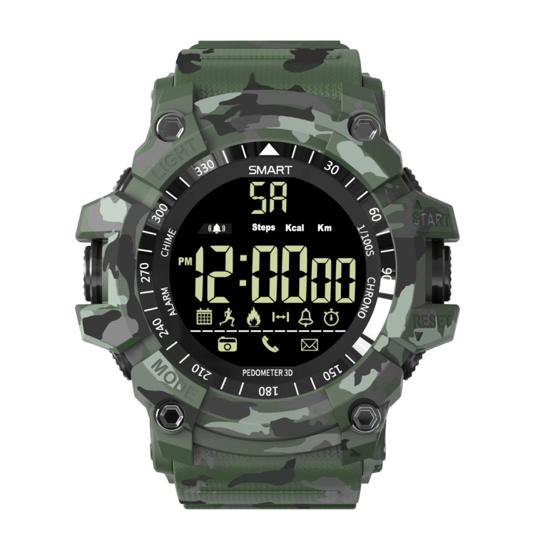 

EX16 Plus Camouflage Smart Sports Watch with Luminous Dial, Support SMS Reminder / Remote Photo / Stopwatch / Alarm Reminder /APP Message Reminder(Green)