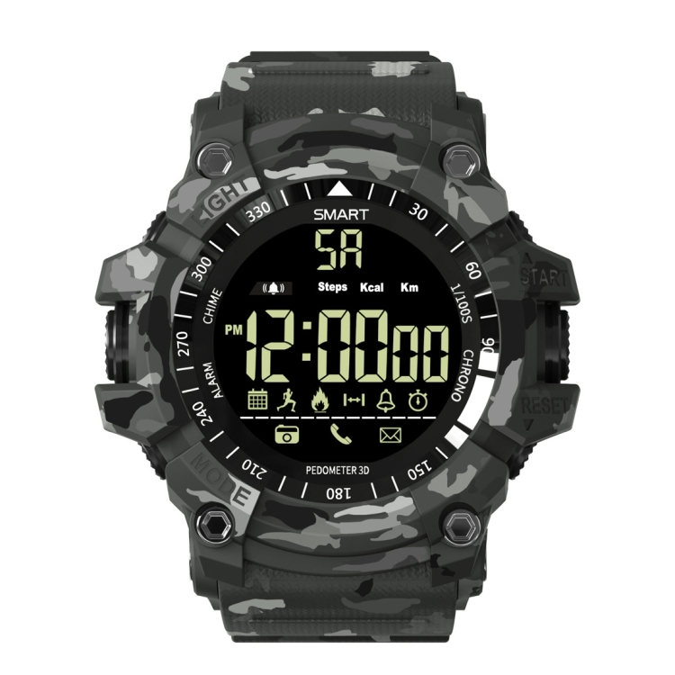

EX16 Plus Camouflage Smart Sports Watch with Luminous Dial, Support SMS Reminder / Remote Photo / Stopwatch / Alarm Reminder /APP Message Reminder(Grey)