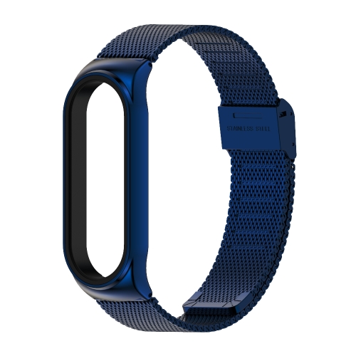 

Mijobs Metal Strap for Xiaomi Mi Band 3 Screwless Buckle Style Stainless Steel Bracelet Wristbands Replace Accessories, Host not Included (Blue)