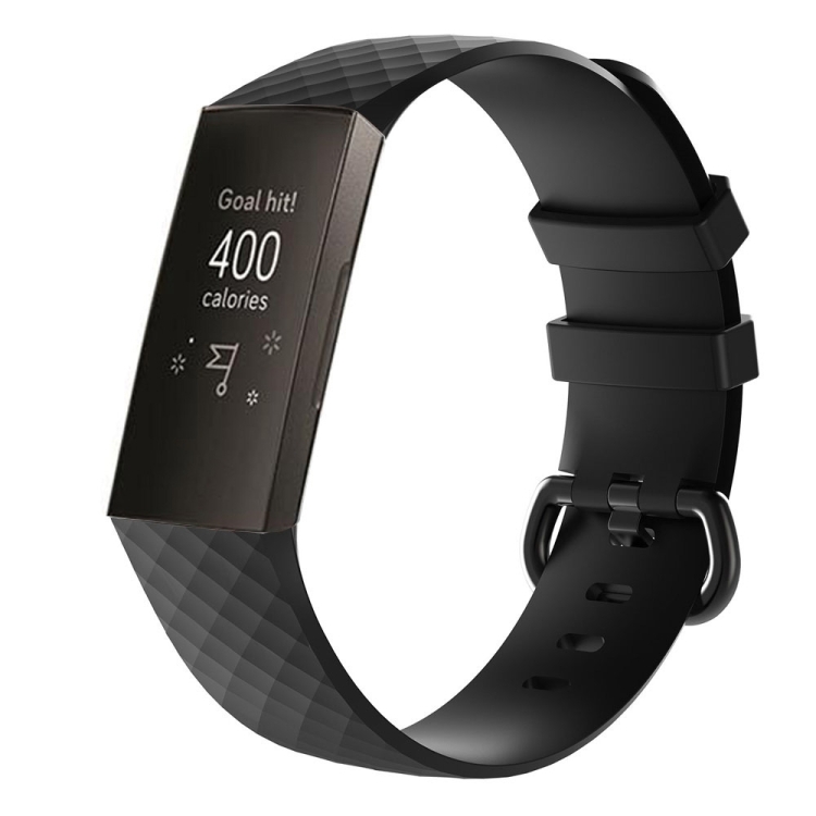 

Diamond Pattern Silicone Wrist Strap Watch Band for Fitbit Charge 3, Size: 210x18mm(Black)