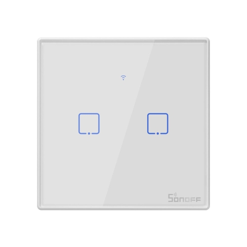 

Sonoff T2 Touch 86mm 1 Gang 2 Way Tempered Glass Panel Wall Switch Smart Home Light Touch Switch, Compatible with Alexa and Google Home, AC 100V-240V, UK Plug