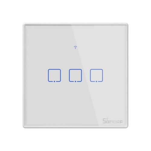 

Sonoff T2 Touch 86mm 1 Gang 3 Way Tempered Glass Panel Wall Switch Smart Home Light Touch Switch, Compatible with Alexa and Google Home, AC 100V-240V, UK Plug