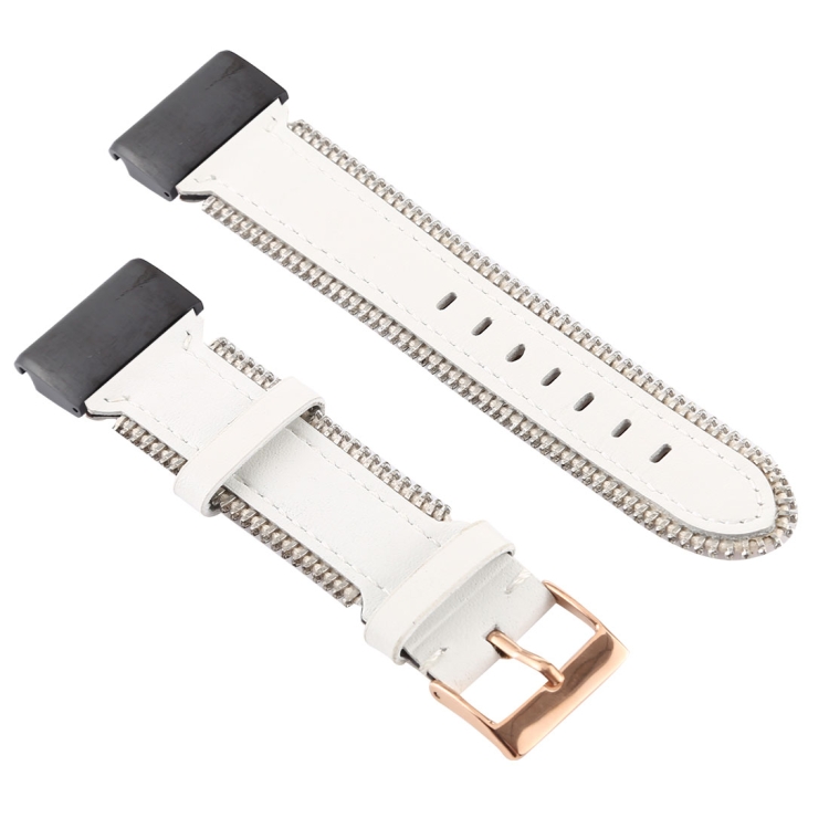 

For Garmin Fenix 5X Zipper Leather Watchband (White)