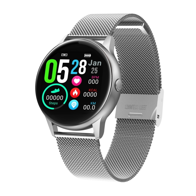 

DT88 1.22 inch Full Circle Full Touch Steel Strap Smart Sport Watch IP68 Waterproof, Support Real-time Heart Rate Monitoring / Sleep Monitoring / Bluetooth / Alarm Clock(Silver)