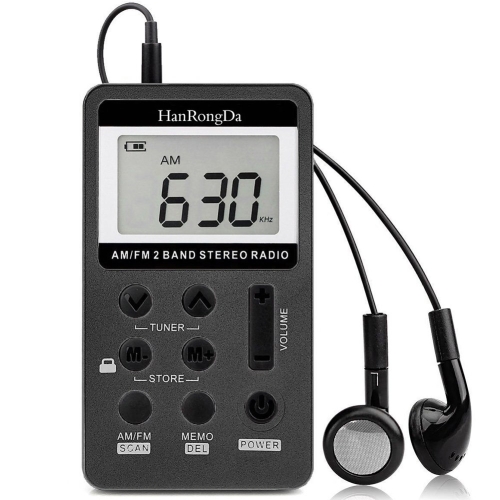 

HRD-103 FM + AM Two Band Portable Radio with Lanyard & Headset(Black)