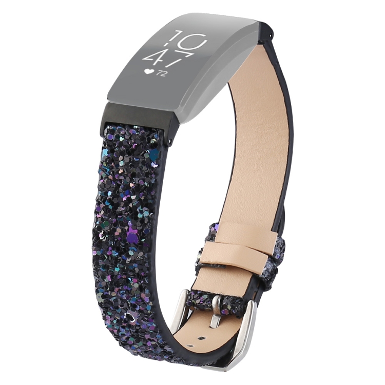 

For Fitbit Inspire / Inspire HR Slim Sequin 3D Flash Leather Strap(Black)