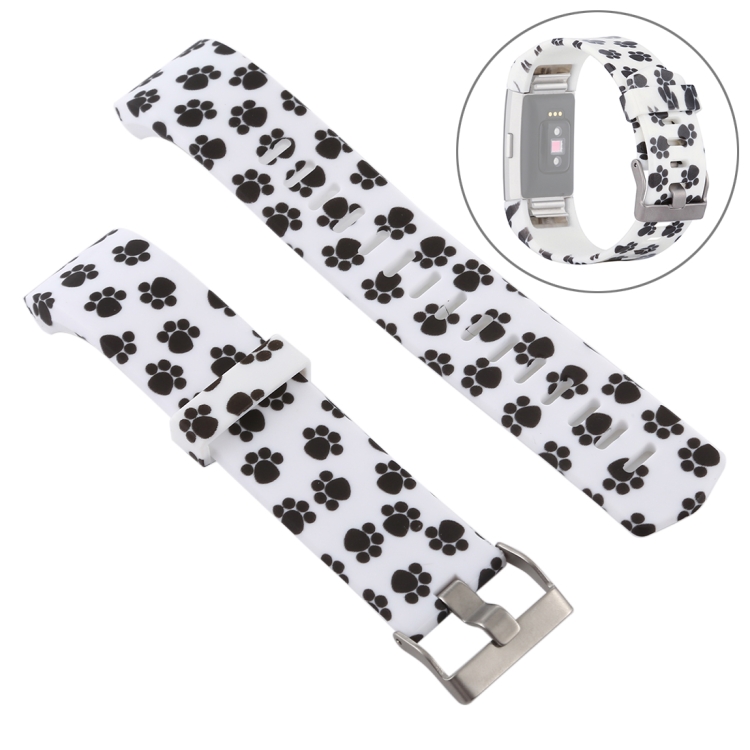 

Smart Watch Silicone Printing Wrist Strap Watchband for FITBIT Charge 2(Black White)