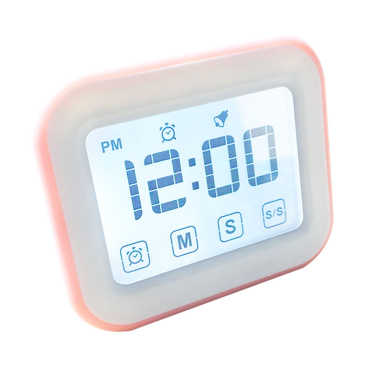 

Kitchen Timer Digital Alarm Clock Large LCD Touch Screen Come with Night Light for Cooking Baking(Pink)
