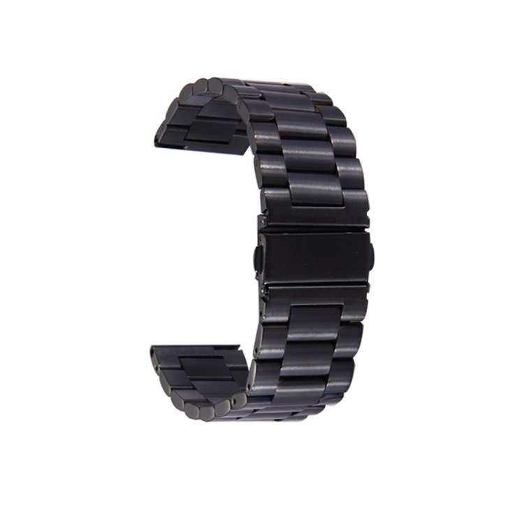 

For Samsung Gear S3 Classic Smart Watch Butterfly Buckle 3 Beads Stainless Steel Watchband(Black)