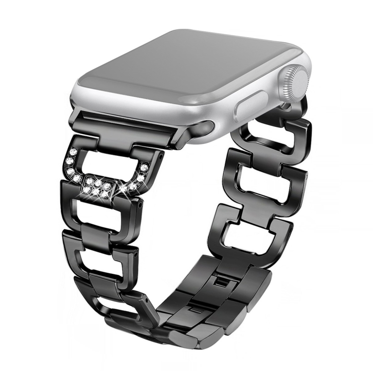 

Colorful Diamond Stainless Steel Watchband for Apple Watch Series 5 & 4 40mm / 3 & 2 & 1 38mm(Black)