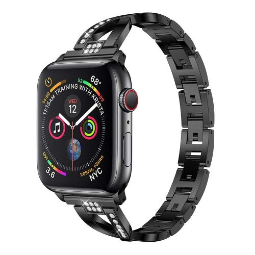 

Colorful Diamond Stainless Steel Watchband for Apple Watch Series 5 & 4 44mm / 3 & 2 & 1 42mm(Black)