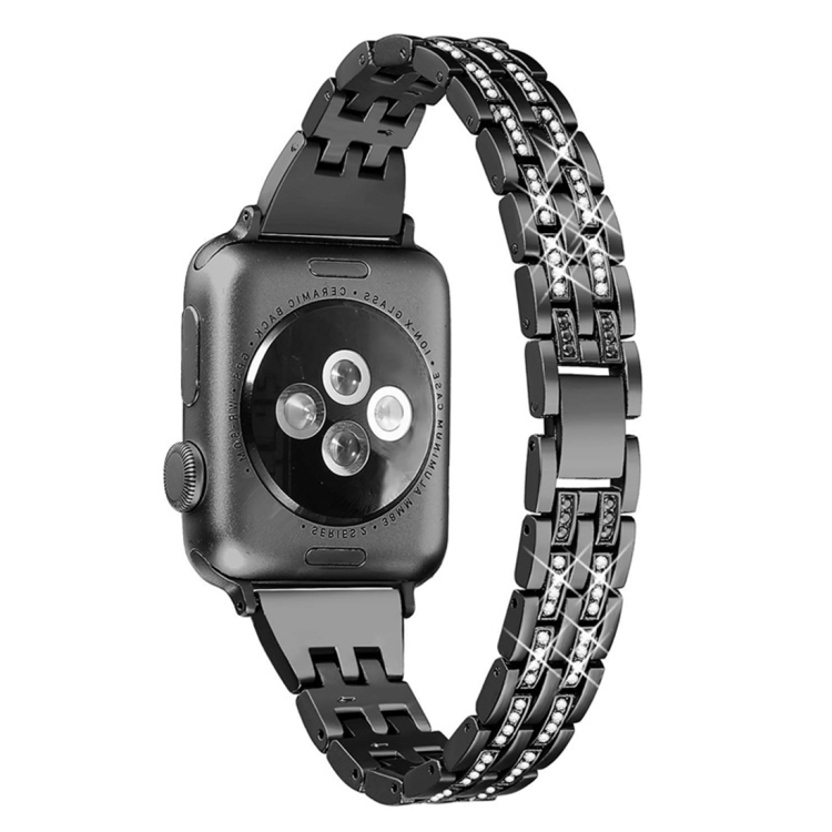 

Colorful Diamond Stainless Steel Watchband for Apple Watch Series 5 & 4 44mm / 3 & 2 & 1 42mm(Black)