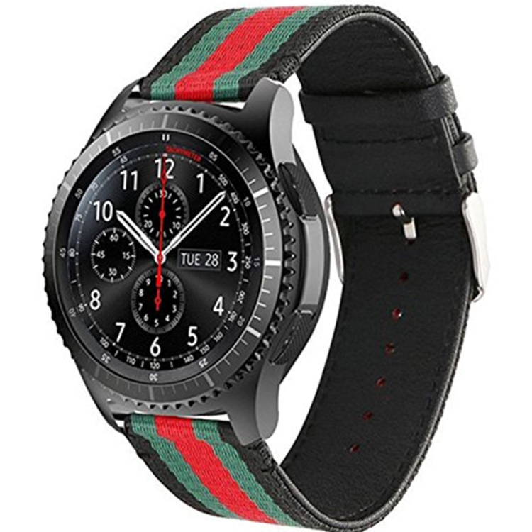 

For Samsung Gear S3 Simple Fashion Nylon Genuine Leather Watchband(Black)