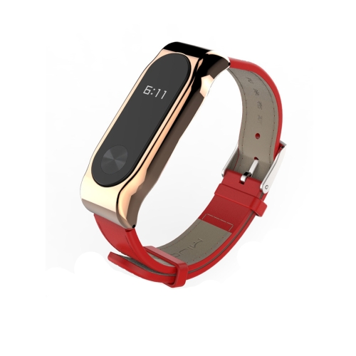 

Mijobs Leather Strap for Xiaomi Mi Band 2 Wrist Straps Screwless Magnetic Bracelet Miband2 Smart Band Replace Accessories, Host not Included(Dark Red)