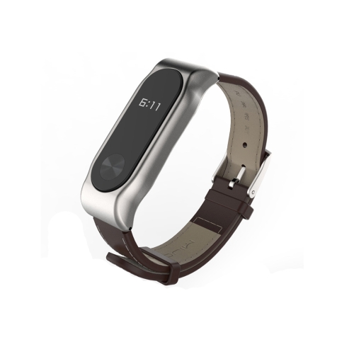 

Mijobs Leather Strap for Xiaomi Mi Band 2 Wrist Straps Screwless Magnetic Bracelet Miband2 Smart Band Replace Accessories, Host not Included(Brown)