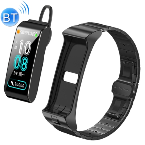 

iTalk B3S 0.96 inch Color Screen Bluetooth Headset + Smart Bracelet with Steel Watchband, Support AI Voice Control / Sports Health Monitor / Message Push(Black)