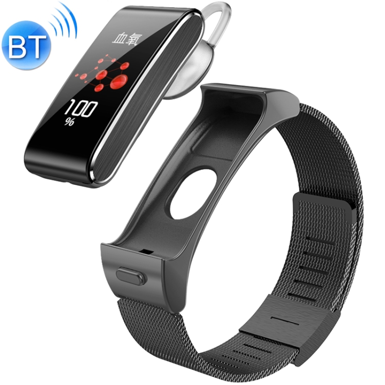 

iTalk B3 Pro 1.08 inch Color Screen Bluetooth Headset + Smart Bracelet with Leather Watchband, Support AI Voice Control / Sports Health Monitor / Message Push (Black)
