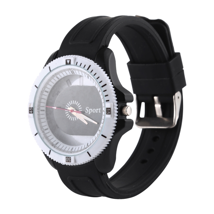 

Classic Round Style Quartz Sports Watch with Silicone Band (Black)