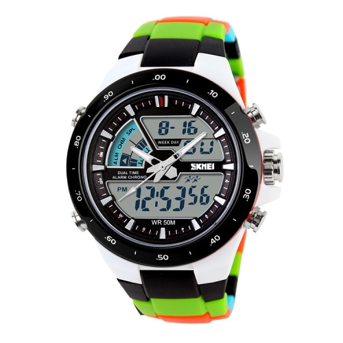 

SKMEI 1016 Multifunctional Men Outdoor Sports Camouflage Noctilucent Waterproof Double Digital Watch (Black)