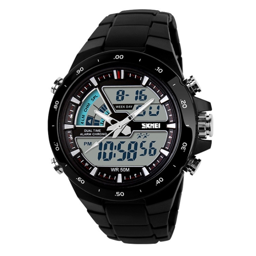 

SKMEI 1016 Multifunctional Men Outdoor Sports Noctilucent Waterproof Double Digital Watch (Black)