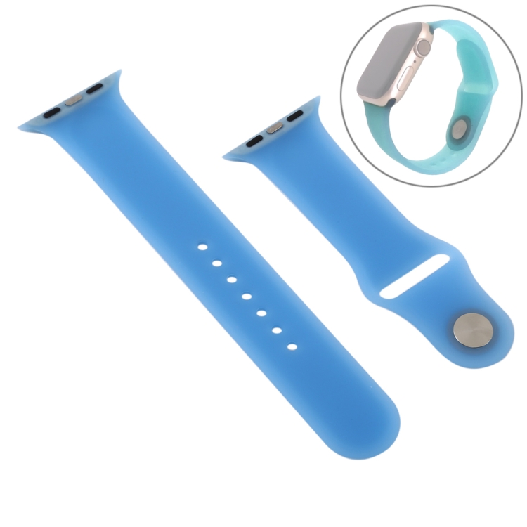 

Pure Color Silicone Wrist Strap Watchband for Apple Watch Series 5 & 4 40mm / 3 & 2 & 1 38mm(Blue)