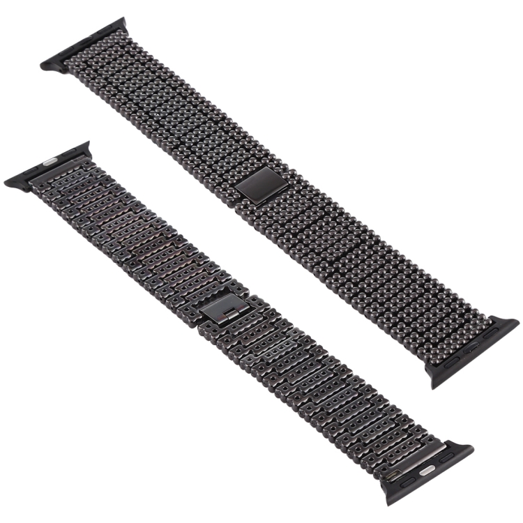 

For Apple Watch Series 6 & SE & 5 & 4 40mm / 3 & 2 & 1 38mm Nine Beads Stainless Steel Wrist Strap Watchband (Black)