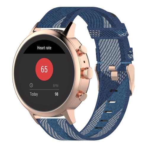 

18mm Stripe Weave Nylon Wrist Strap Watch Band for Fossil Female Sport / Charter HR / Gen 4 Q Venture HR(Blue)