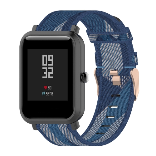

20mm Stripe Weave Nylon Wrist Strap Watch Band for Huami Amazfit GTR 42mm / GTS / BIP / BIP Lite(Blue)